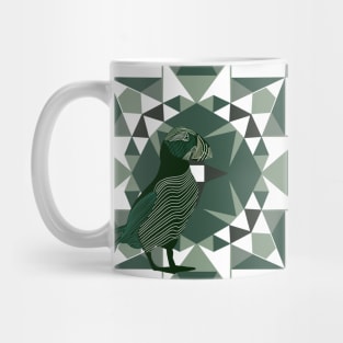 Geometrical Green Puffin Mug